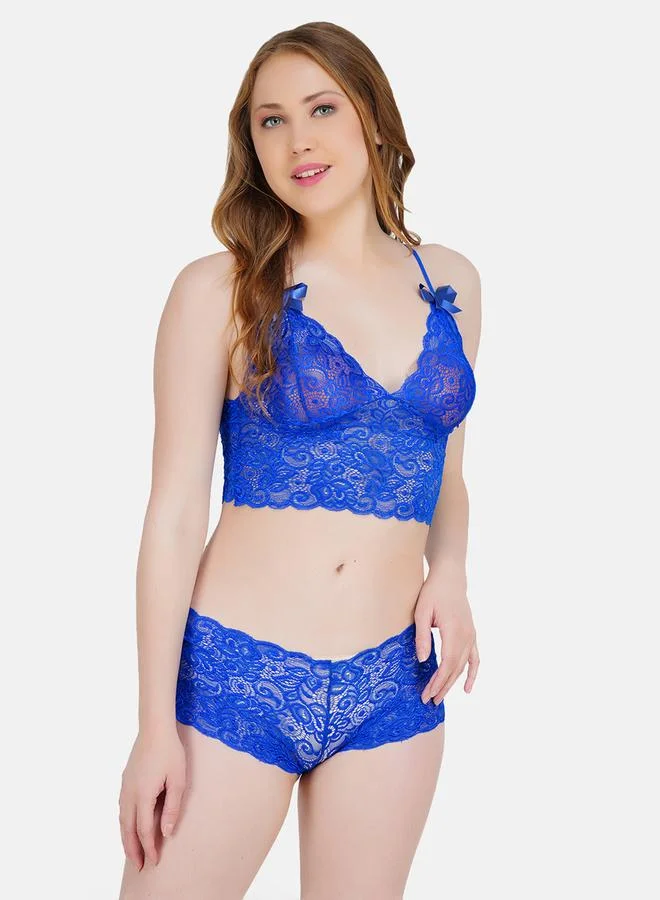 Take Two Women Blue Lace Bralette and Shorts Set By Hill Islands